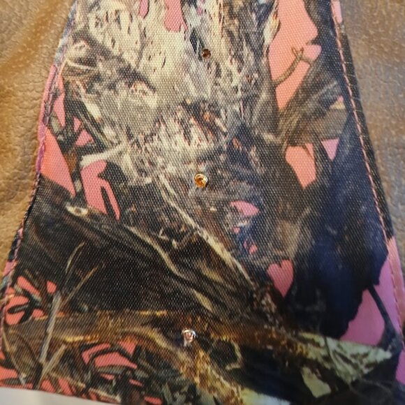 New Vinyl Camo Top handle Shoulder Bag Purse Hot Pink Brown Crescent Baguette - Picture 3 of 9